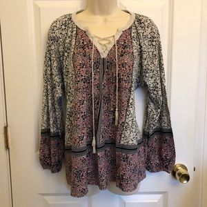 Women’s XL Boho Top Shirt - Vintage America Blues
